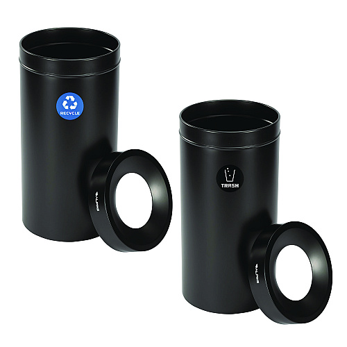 Alpine 27 Gallon Black Stainless Steel Recycling Can and Trash Receptacle (47527BLKRT)