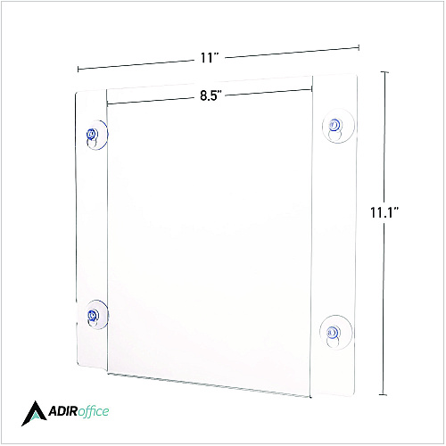 AdirOffice Suction-Mount Acrylic Window Sign Holders, 8.5 x 11, Clear, 12 Sign Holders (6398511WSH12)