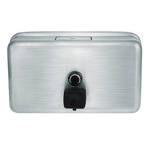 Alpine Horizontal Manual Surface-Mounted Stainless Steel Liquid Soap Dispenser, 40 oz, 2.8 x 8.1 x 4.8, Brushed Stainless Steel (ALP424SSB)