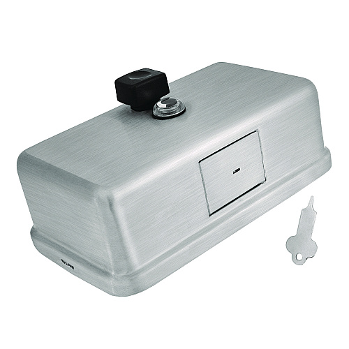 Alpine Horizontal Manual Surface-Mounted Stainless Steel Liquid Soap Dispenser, 40 oz, 2.8 x 8.1 x 4.8, Brushed Stainless Steel (ALP424SSB)