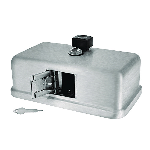 Alpine Horizontal Manual Surface-Mounted Stainless Steel Liquid Soap Dispenser, 40 oz, 2.8 x 8.1 x 4.8, Brushed Stainless Steel (ALP424SSB)