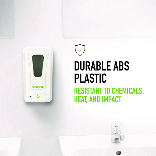 Alpine Wall Mount Automatic Foam Hand Sanitizer and Soap Dispenser, 40 oz, 4.48 x 6 x 11.1, White (ALP430F)