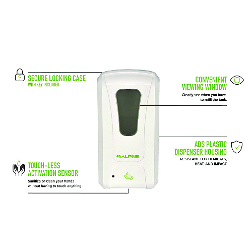 Alpine Wall Mount Automatic Foam Hand Sanitizer and Soap Dispenser, 40 oz, 4.48 x 6 x 11.1, White (ALP430F)