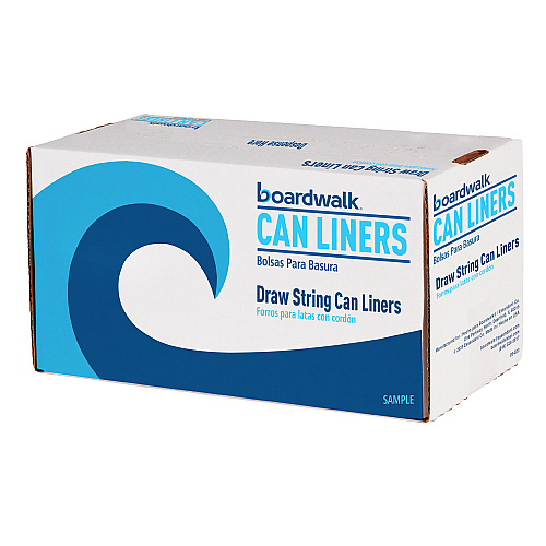 Boardwalk&reg; Drawstring Kitchen Bags, 13 Gallon, White, 24" x 28", 100 Bags (BWK1DK100)
