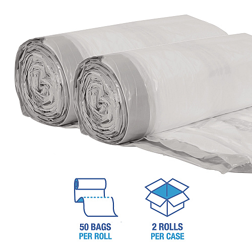 Boardwalk&reg; Drawstring Kitchen Bags, 13 Gallon, White, 24" x 28", 100 Bags (BWK1DK100)