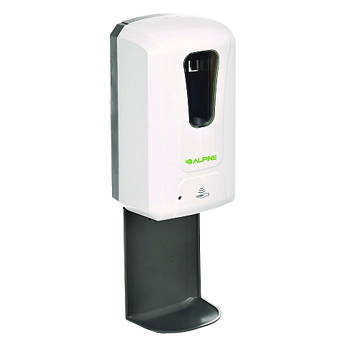 Alpine Wall Mount Automatic Gel Hand Sanitizer/Soap Dispenser with Drip Tray, 40 oz, 4.48 x 6 x 18.1, White (ALP430LT)