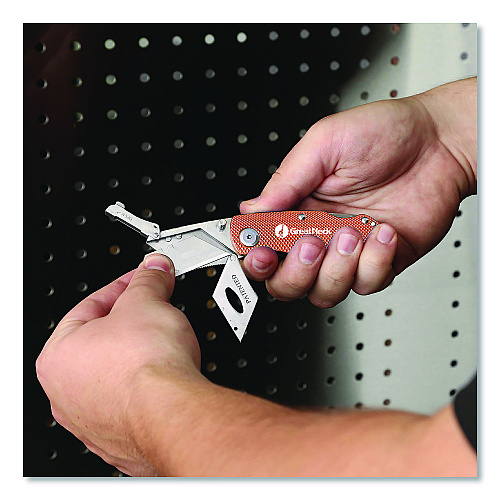 Great Neck Quick Change Lock Back Utility Knife, 3.5" Aluminum Handle, Orange (74201)