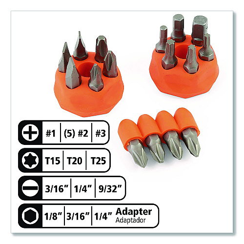 Great Neck Ratcheting Screw/Nut Driver Set, 34-Piece, Hex/Phillips/Slotted/Star Bits, Metric/SAE Sockets, 8" Long, Yellow/Black Handle (92018)
