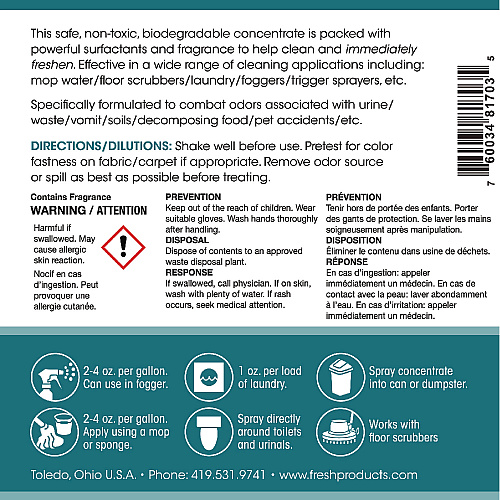 Fresh Products Conqueror 103 Odor Counteractant Concentrate, Tutti-Frutti, 32 oz Bottle, 12/Carton (1232WBTU)