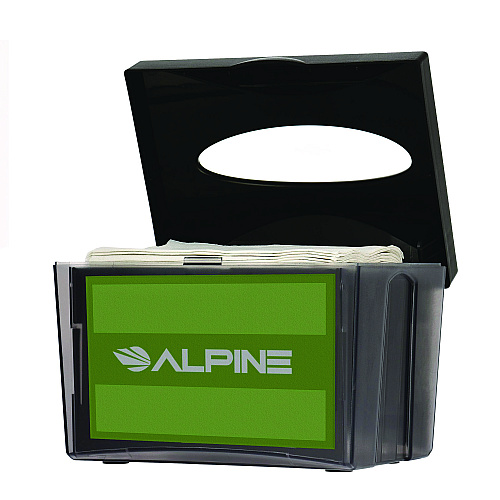 Alpine Interfold Table Top Dispenser Napkin Holder, 5.9 x 8 x 6.5, Black (ALP4332)