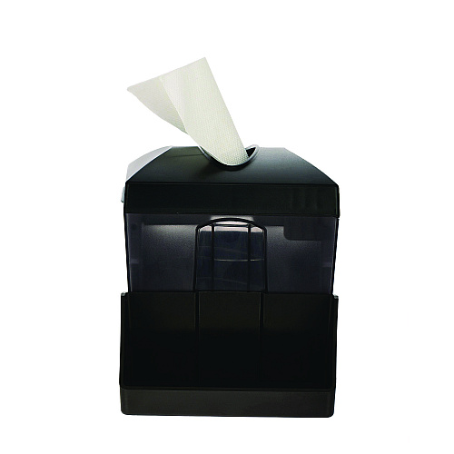 Alpine Interfold Table Top Dispenser Napkin Holder with Caddy, 6 x 14.17 x 6.5, Black (ALP4332C)