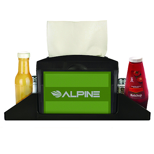 Alpine Interfold Table Top Dispenser Napkin Holder with Caddy, 6 x 14.17 x 6.5, Black (ALP4332C)