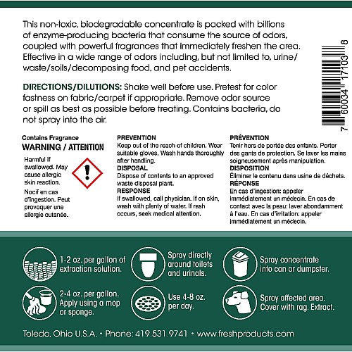 Fresh Products Bio Conqueror 105 Enzymatic Odor Counteractant Concentrate, Mango, 1 gal Bottle, 4/Carton (1BWBMG)
