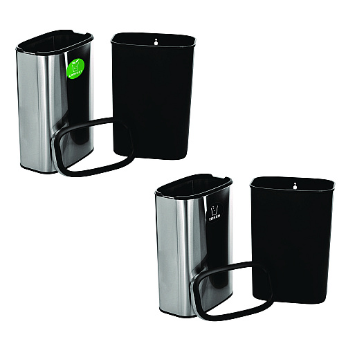 Alpine 10.5 Gallon Compost and Trash Station, Brushed Stainless Steel (ALP47040LCOT)