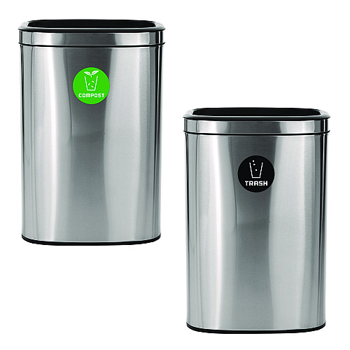 Alpine 10.5 Gallon Compost and Trash Station, Brushed Stainless Steel (ALP47040LCOT)