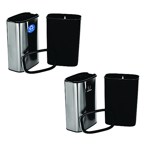 Alpine 10.5 Gallon Recycle and Trash Station, Brushed Stainless Steel (ALP47040LRT)