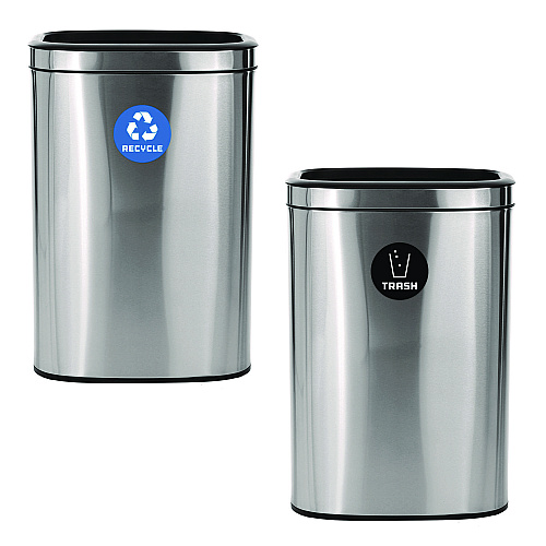 Alpine 10.5 Gallon Recycle and Trash Station, Brushed Stainless Steel (ALP47040LRT)