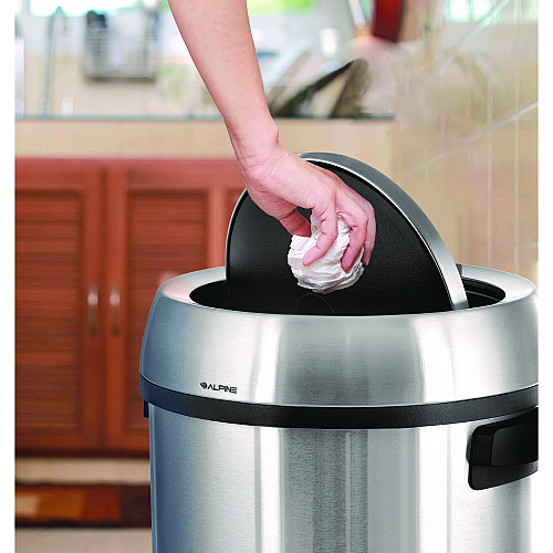 Alpine 17 Gallon Stainless Steel Commercial Trash Can with Swing Lid (ALP47065L1)