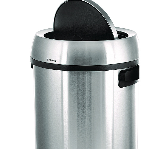 Alpine 17 Gallon Stainless Steel Commercial Trash Can with Swing Lid (ALP47065L1)