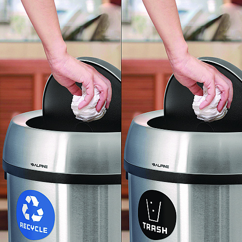 Alpine 17 Gallon Stainless Steel Open Top Recycling Bin and Trash Receptacle (ALP47065LRT)