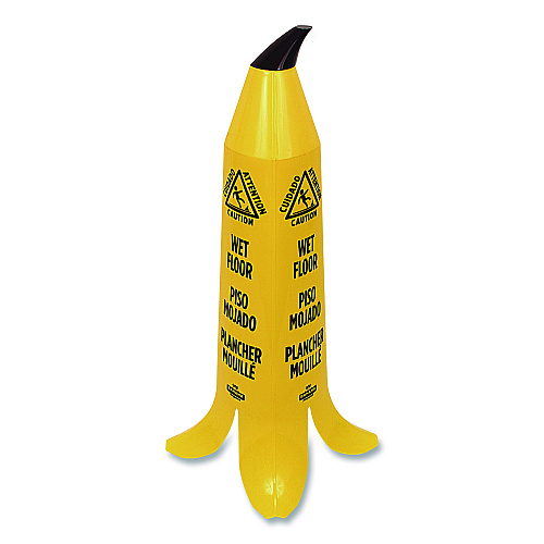 Impact Banana Wet Floor Cones, 14.25 x 14.25 x 36.75, Yellow/Brown/Black (B1101)