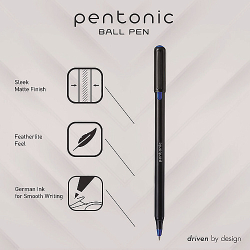 TOPS PENTONIC Fine Point Ballpoint Pens, 0.7 mm, Assorted Ink Colors, Black Barrel, 25/Pack (12126)