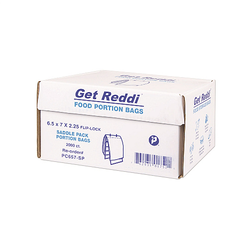 Inteplast Group Get Reddi Saddle Pack Poly Food Portion Bags, Fold-Top Closure, 0.5 mil, 6.5" x 7", Clear, 2,000/Carton (PC657SP)