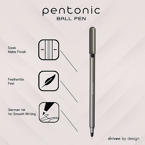 TOPS PENTONIC Medium Point Ballpoint Pen, 1 mm, Assorted Ink Colors, Charcoal Gray Barrel, 25/Pack (12127)