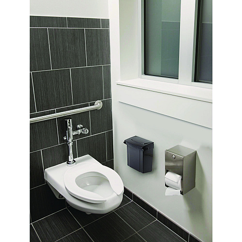 Alpine Durable Plastic Surface Mount Sanitary Napkin Receptacle, Plastic, Black (ALP451BLA)