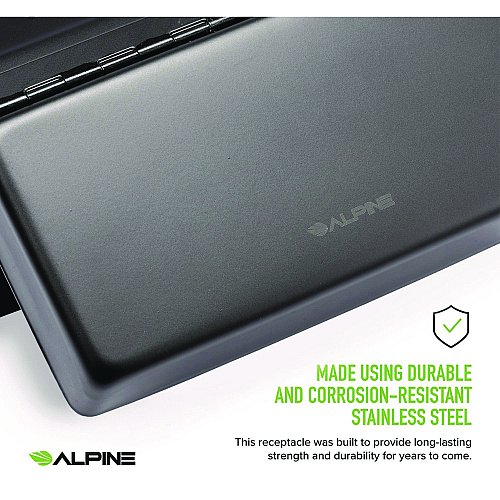 Alpine Stainless Steel Wall-Mounted Sanitary Napkin Receptacle, Black (ALP451SSBBLK)