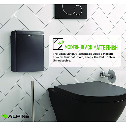 Alpine Stainless Steel Wall-Mounted Sanitary Napkin Receptacle, Black (ALP451SSBBLK)