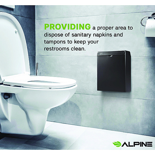 Alpine Stainless Steel Wall-Mounted Sanitary Napkin Receptacle, Black (ALP451SSBBLK)