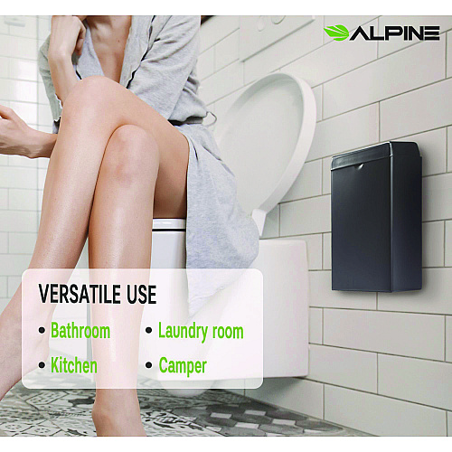 Alpine Stainless Steel Wall-Mounted Sanitary Napkin Receptacle, Black (ALP451SSBBLK)