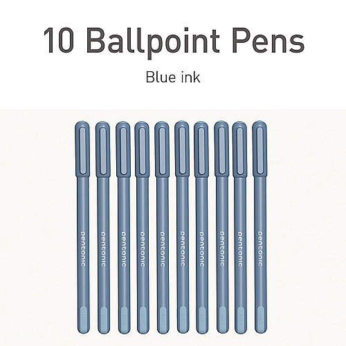 TOPS PENTONIC Frost Pen, Stick, Fine 0.7 mm, Blue Ink, Frosted Blue Barrel, 10/Pack (13085)