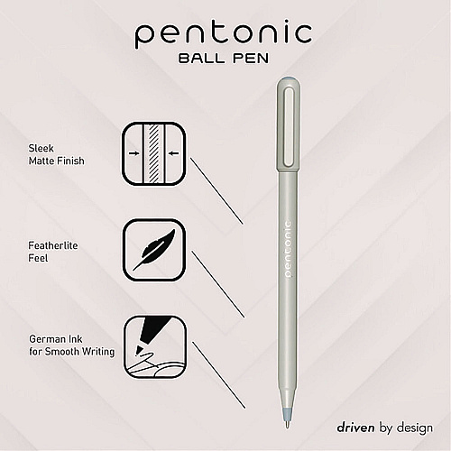 TOPS PENTONIC Frost Pen, Stick, Fine 0.7 mm, Black Ink, Pale Gray Barrel, 10/Pack (13086)