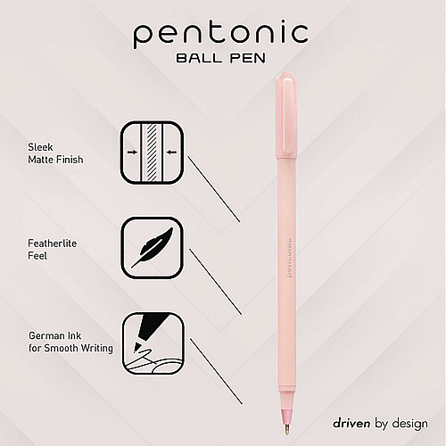 TOPS PENTONIC Frost Pen, Stick, Fine 0.7 mm, Red Ink, Pale Pink Barrel, 10/Pack (13087)