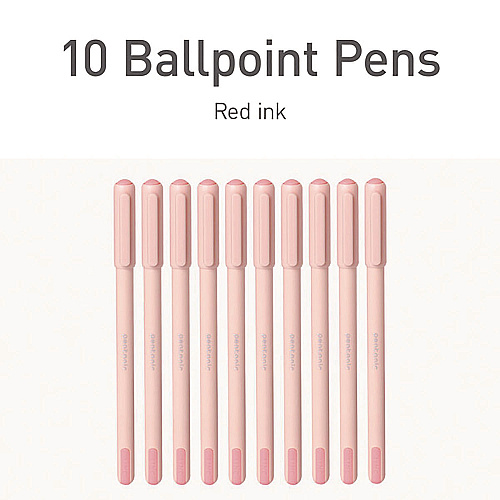 TOPS PENTONIC Frost Pen, Stick, Fine 0.7 mm, Red Ink, Pale Pink Barrel, 10/Pack (13087)