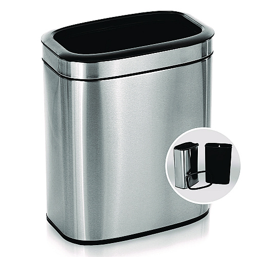 Alpine Stainless Steel Rectangular Liner Open Top Trash Can, 5.3 gal, Brushed Stainless Steel (ALP47020L)