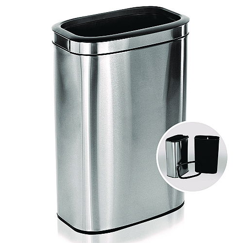 Alpine Stainless Steel Rectangular Liner Open Top Trash Can, 10.5 gal, Brushed Stainless Steel (ALP47040L)