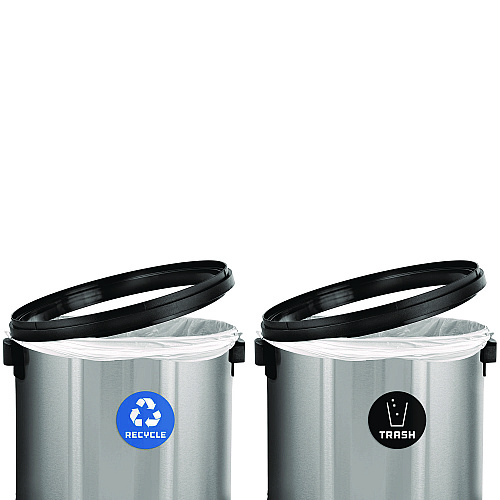Alpine 17 Gallon Stainless Steel Indoor Recycling Receptacle and Trash Station Swivel Lids (ALP47065L1RT)