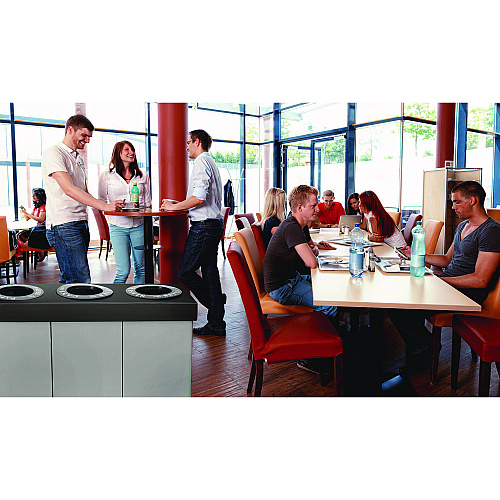 Alpine 28 Gal. Indoor Trash Cans and Recycling Bins, Corrugated Polypropylene, Gray, 3 Bin (ALP47103BLK)