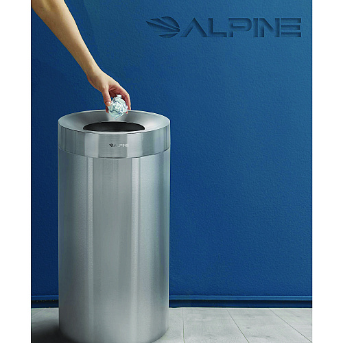 Alpine 27 Gallon Stainless Steel Commercial Indoor Trash Can, Brushed Stainless Steel (ALP47527)