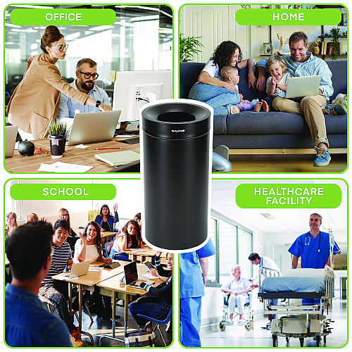 Alpine 27 Gallon Stainless Steel Commercial Indoor Trash Can, Black (ALP47527BLK)