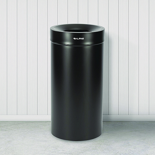 Alpine 27 Gallon Stainless Steel Commercial Indoor Trash Can, Black (ALP47527BLK)