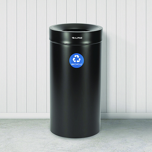 Alpine 27 Gallon Stainless Steel Recycling Can, Black (ALP47527BLKR)