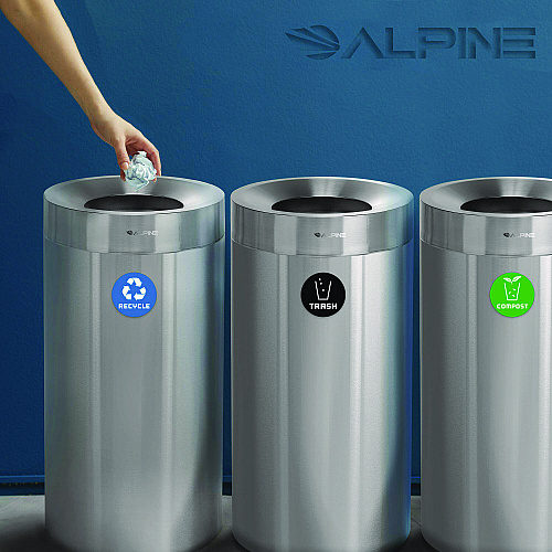 Alpine 27 Gallon Stainless Steel Compost Bin, Recycling Can and Trash Receptacle, Brushed Stainless Steel (ALP47527RTCO)