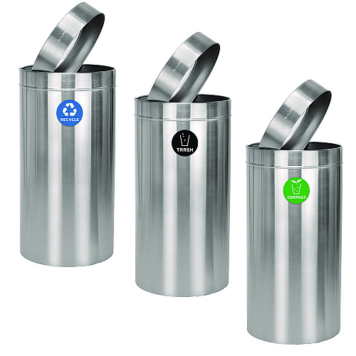 Alpine 27 Gallon Stainless Steel Compost Bin, Recycling Can and Trash Receptacle, Brushed Stainless Steel (ALP47527RTCO)