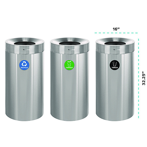 Alpine 27 Gallon Stainless Steel Compost Bin, Recycling Can and Trash Receptacle, Brushed Stainless Steel (ALP47527RTCO)