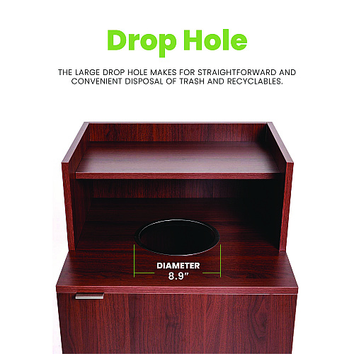 Alpine 32 Gallon Wooden Enclosed Waste Receptacle with Drop Hole, Mahogany (ALP476DHMA)