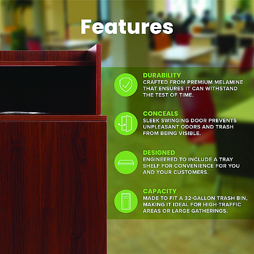 Alpine 32 Gallon Wooden Enclosed Waste Receptacle with Drop Hole, Mahogany (ALP476DHMA)